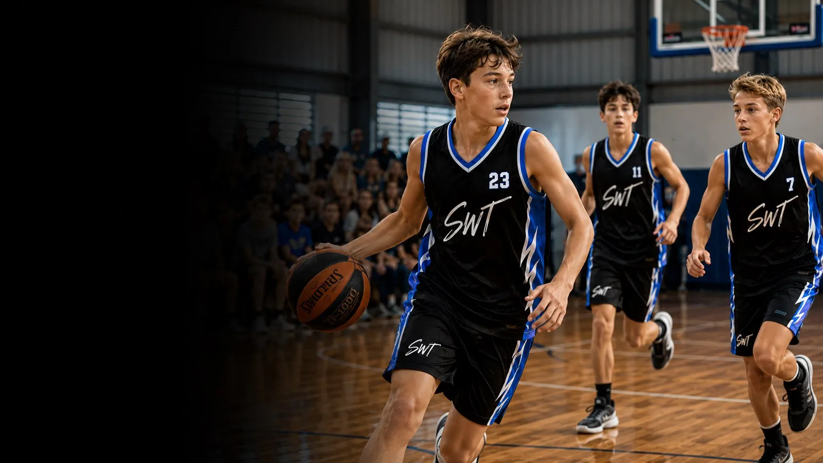Basketball player in South West Threads club kit