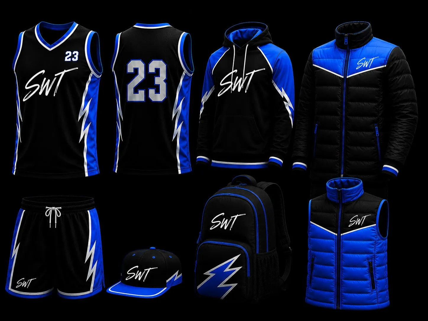 Basketball collection board — black and cobalt blue range