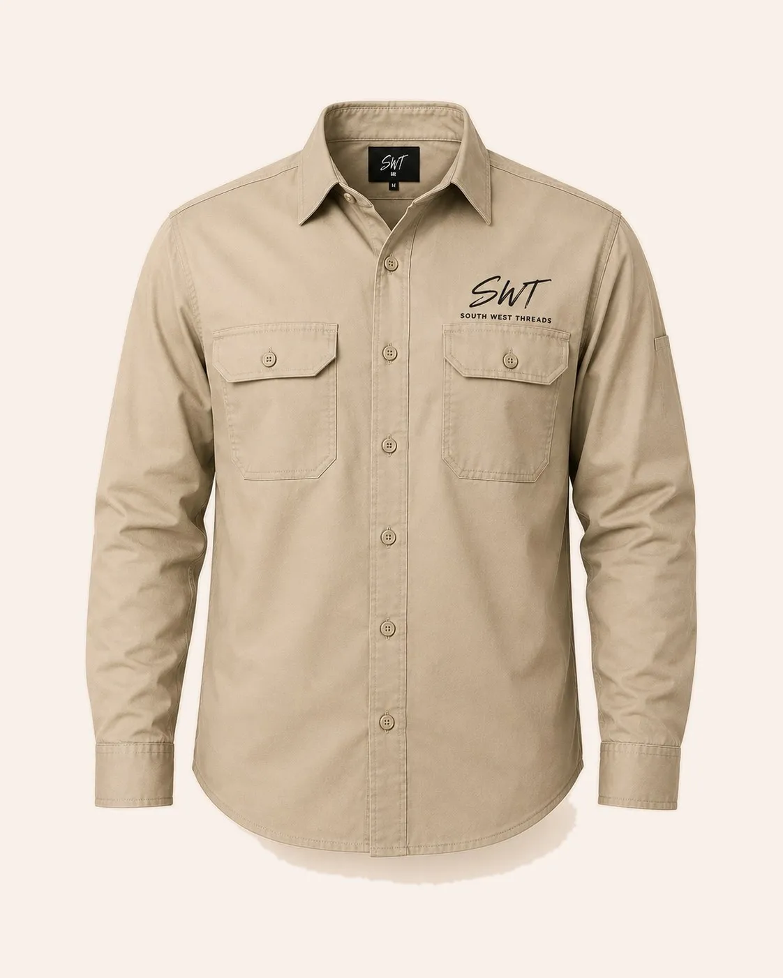 Beige long sleeve workshirt