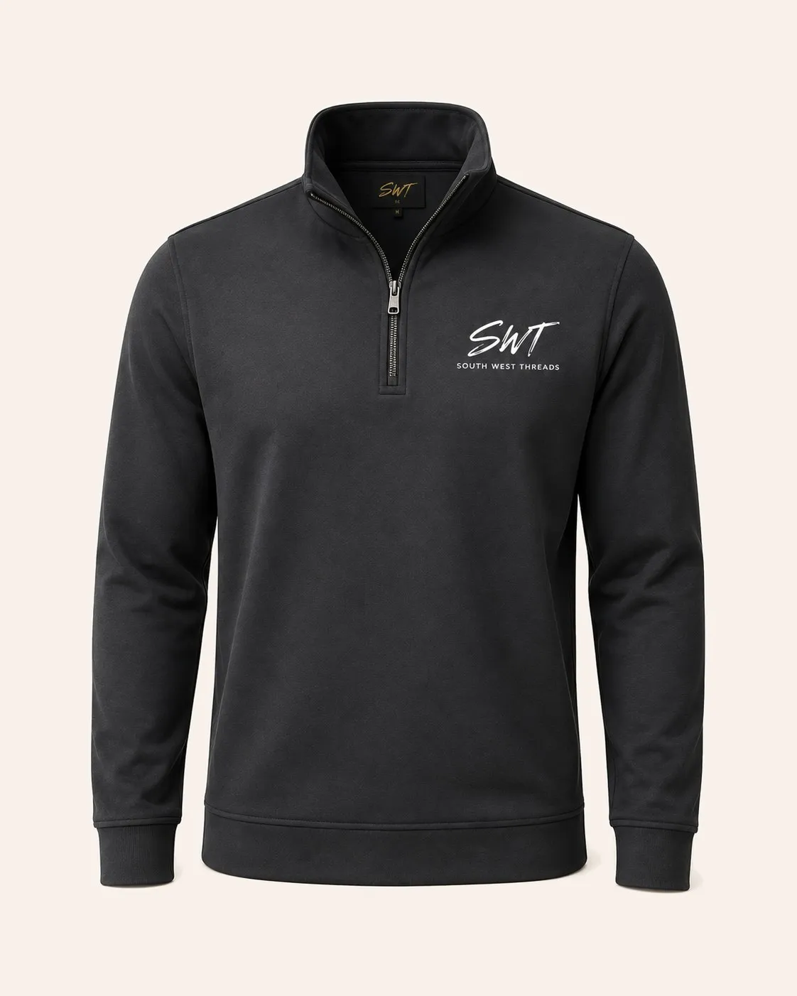 Black quarter-zip pullover