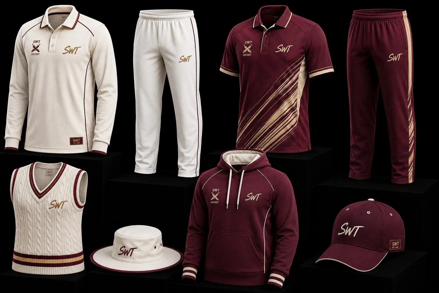 Cricket collection board — maroon and gold range
