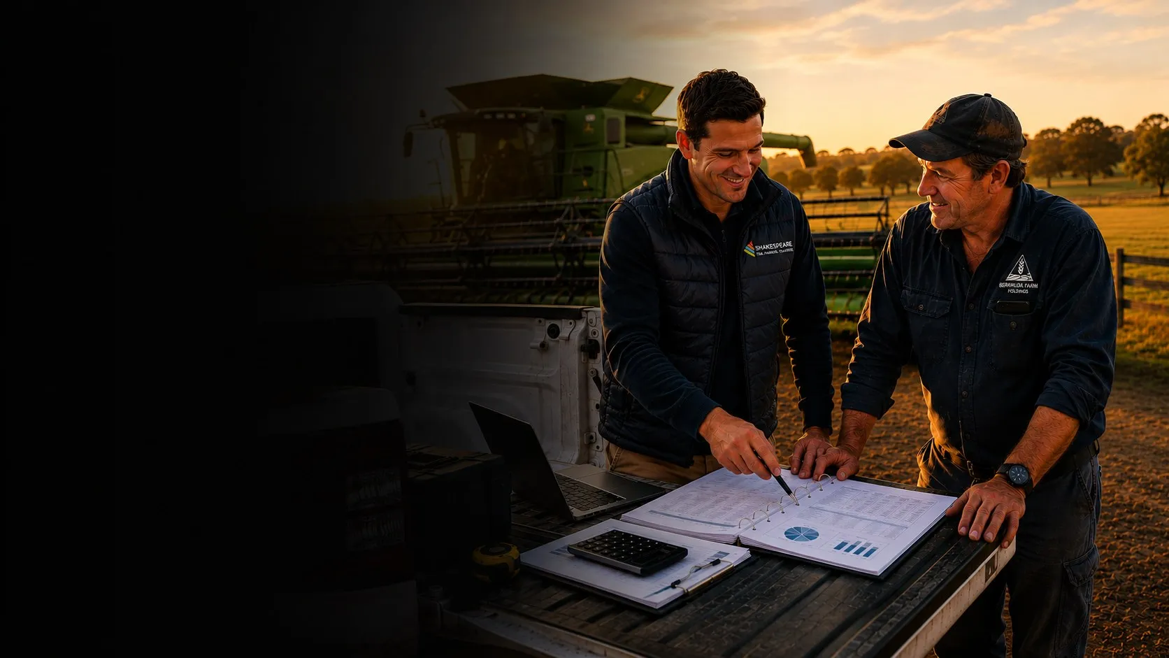 Accountant and farmer wearing South West Threads branded workwear