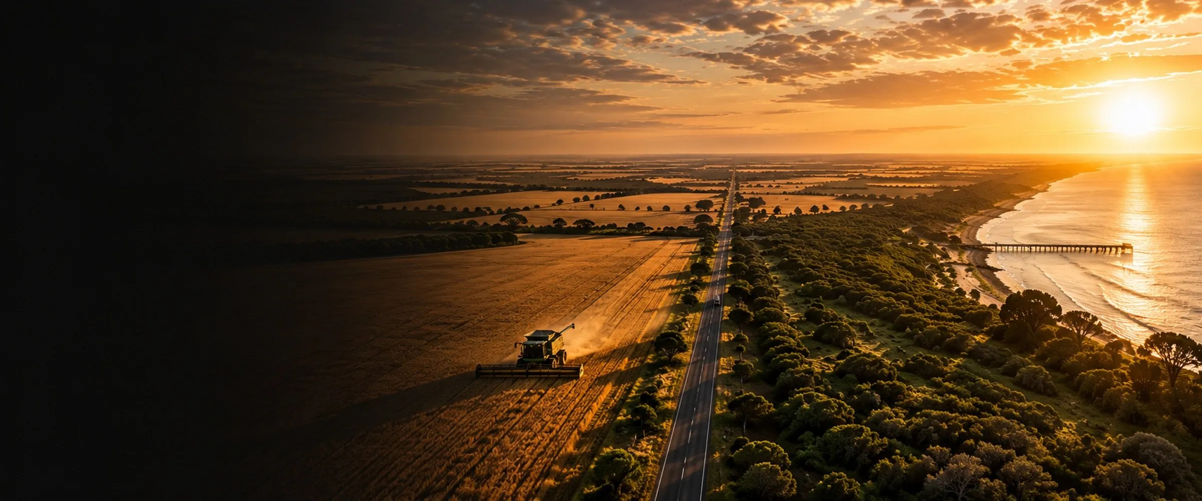 Aerial view of regional Western Australia from the Wheatbelt to the South West coast