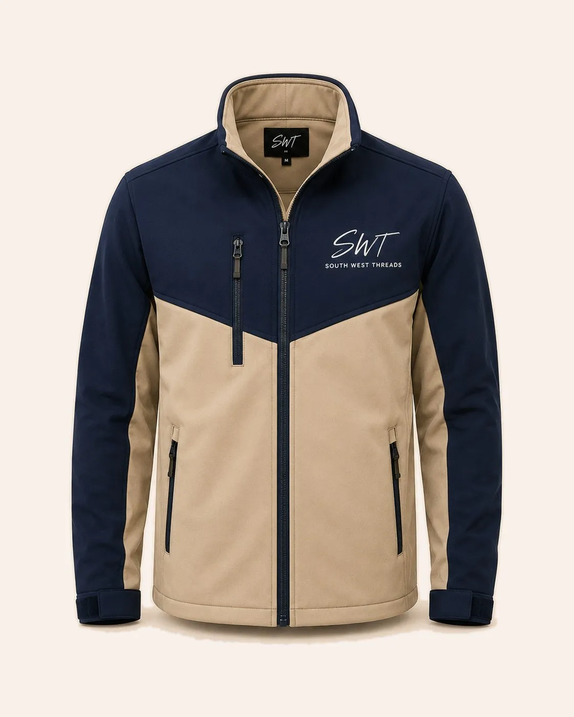 Navy and cream quarter-zip pullover