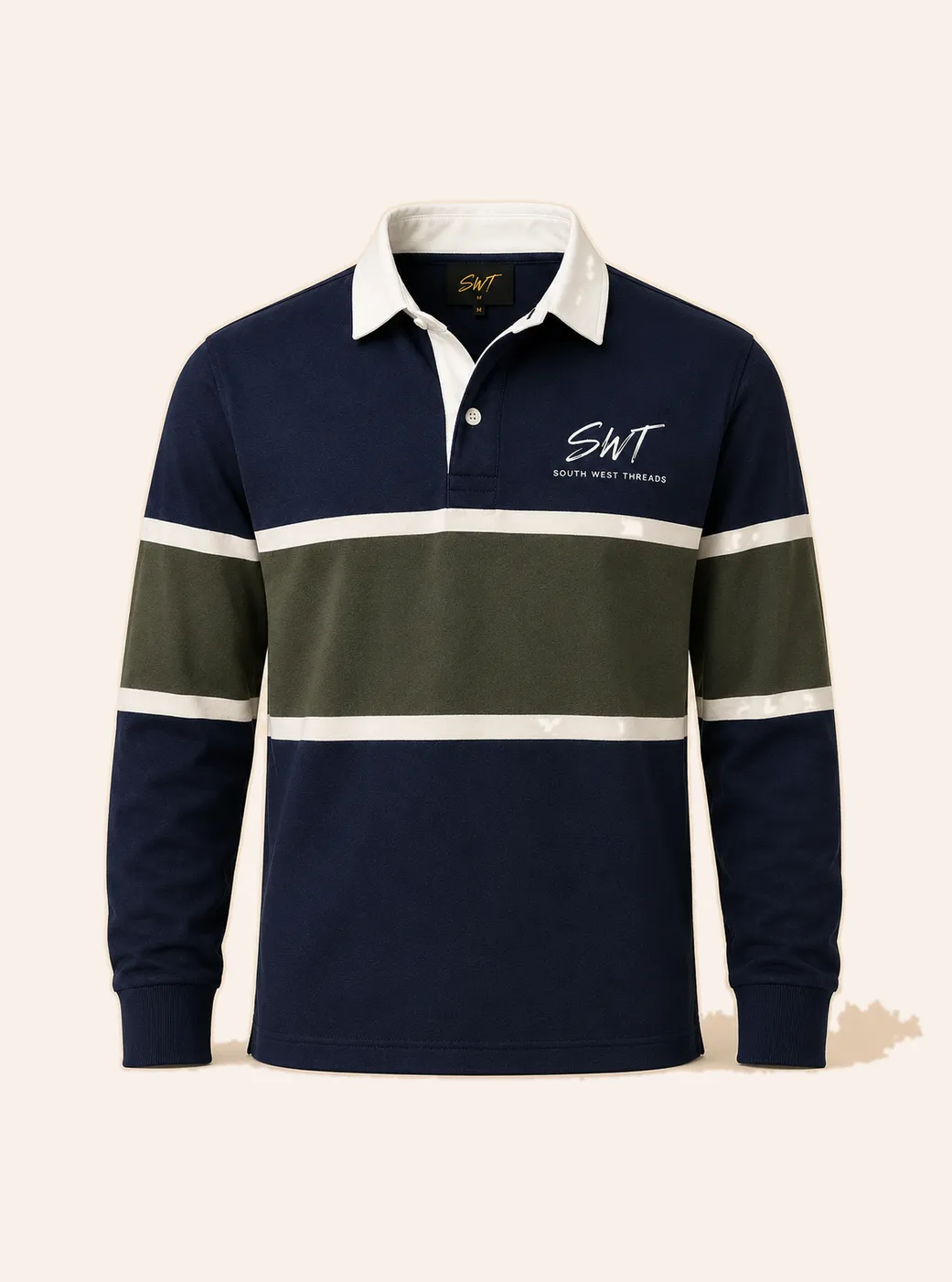 Navy and olive rugby jumper
