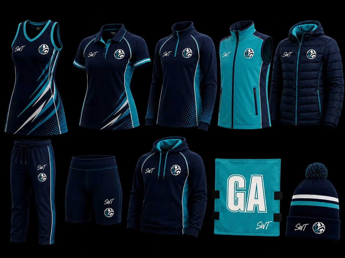 Netball collection board — navy and teal range