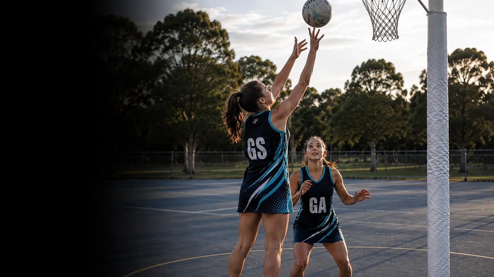 Junior netball player in South West Threads club kit