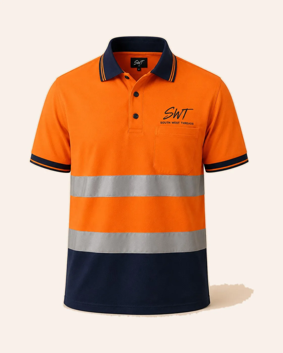 Orange hi-vis polo shirt