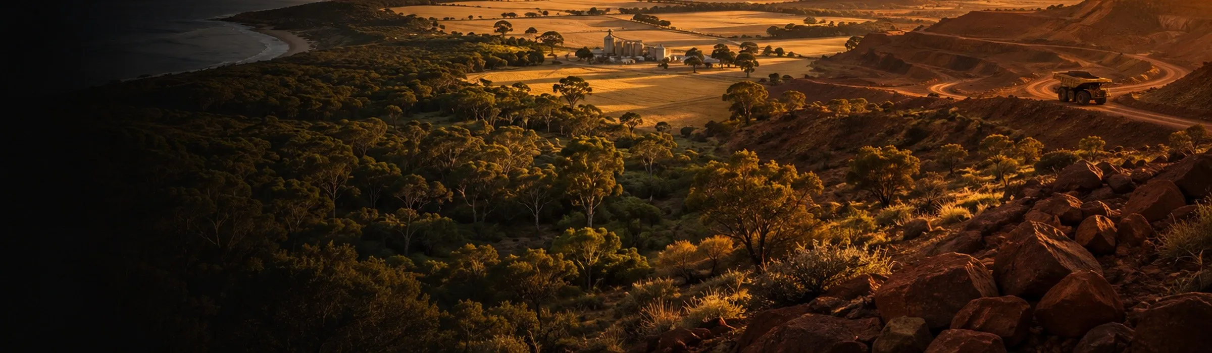 South West Western Australia coastline at sunset