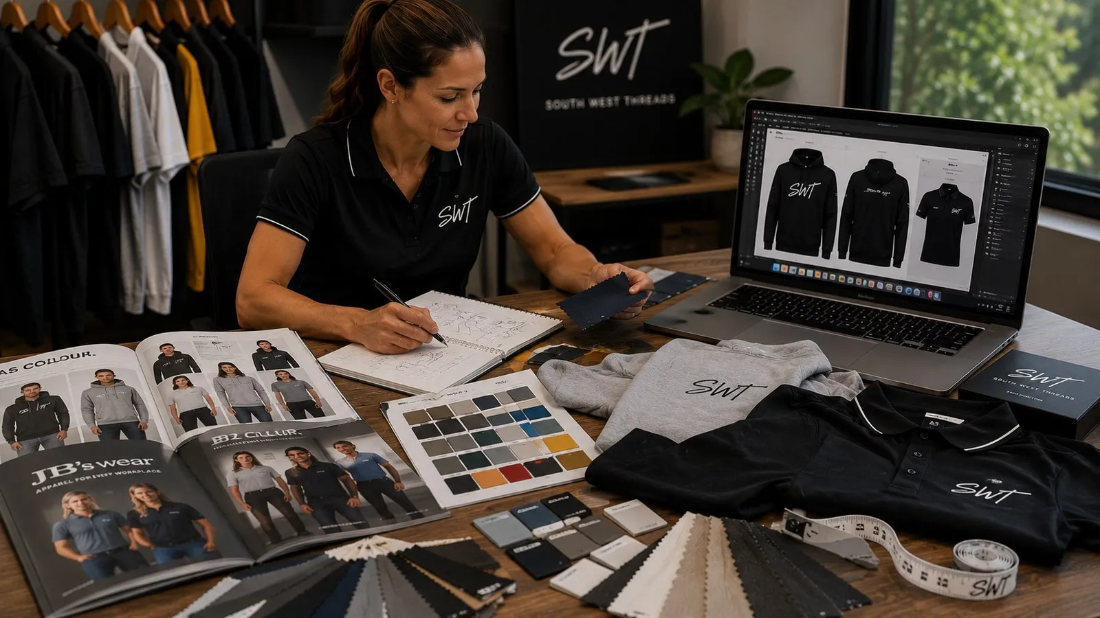 Sourcing apparel and creating artwork