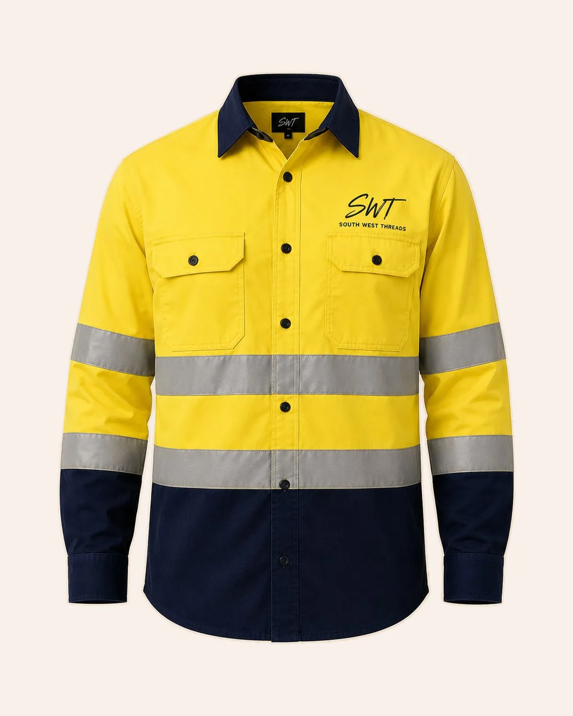 Yellow hi-vis long sleeve workshirt
